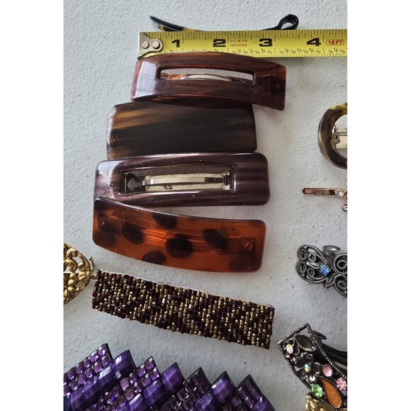 21 Mostly Vintage Hair Clips Barrettes, Faux Tortoise Shell, Rhinestone ... - Picture 7 of 15